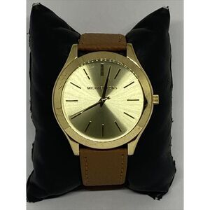Michael Kors Slim Runway MK3179 Women's Brown Leather Analog Dial Watch EY427